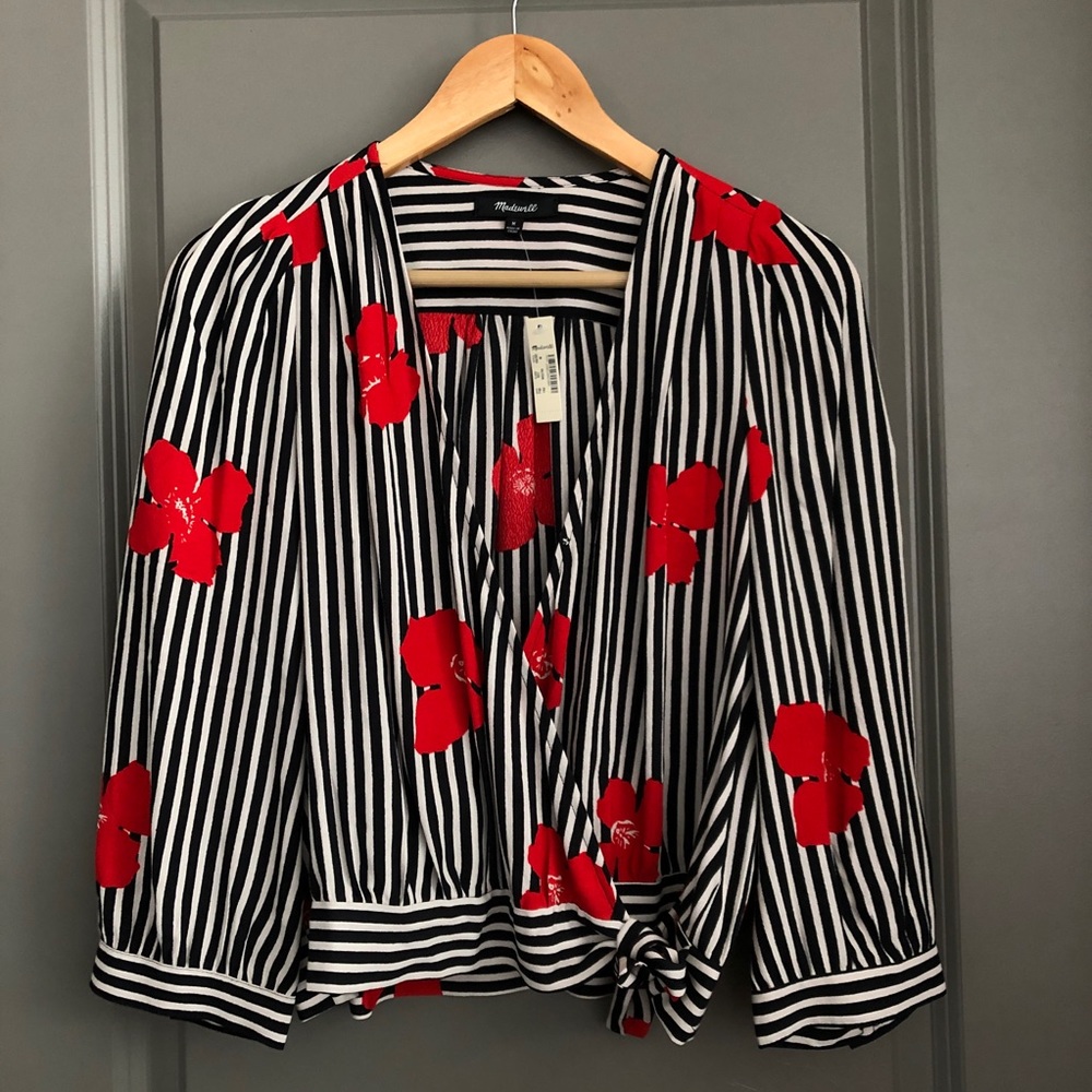 Madewell Orchid Wrap Blouse sz M (NWT) - Picture 2 of 7